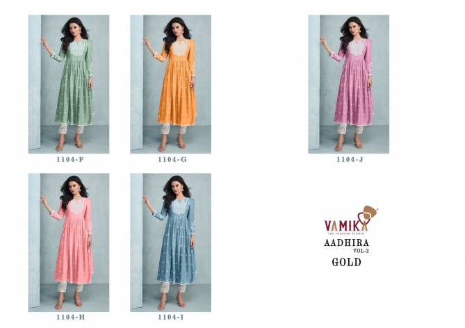 Vamika Aadhira Vol 2 Gold Fancy Wholesale Readymade Suits Catalog